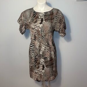 Rag & Bone - Brown Animal Printed short sleeve Dress size 4. 100% silk.
